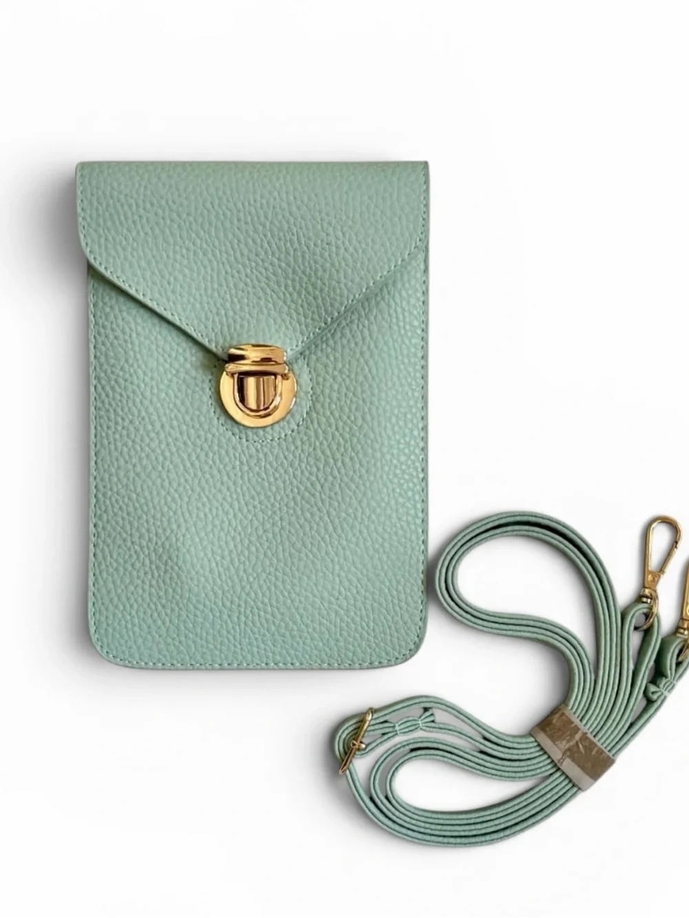 NEW Light Mint Green Pebbled Faux Leather  Crossbody Bag